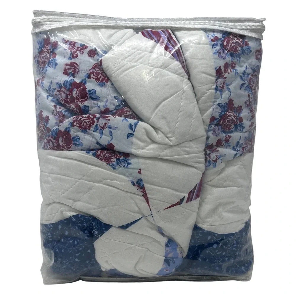 NOS Sears Colormate King Quilt Vintage Garden Floral Patchwork Cottagecore 1990s